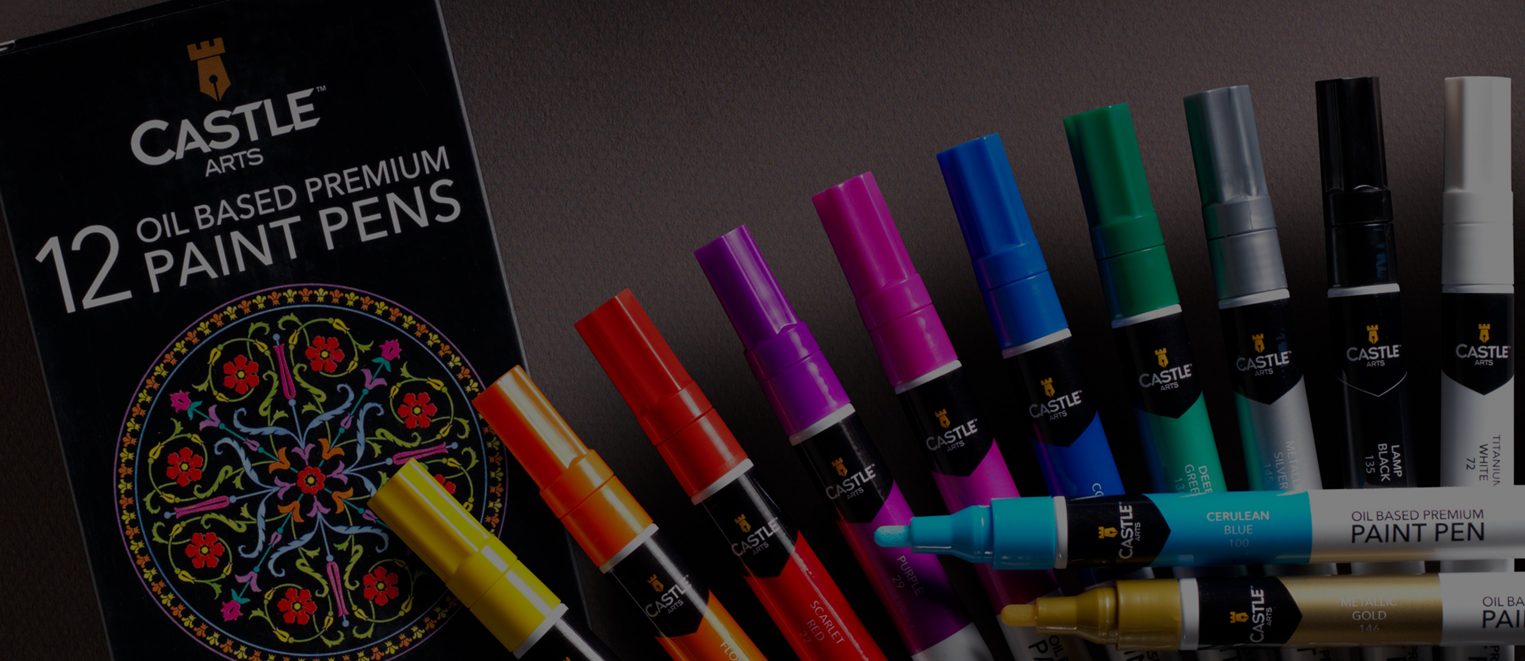 Castle Art Supplies Paint Pens - 12 Vibrant Colored Oil Based Markers. Color on