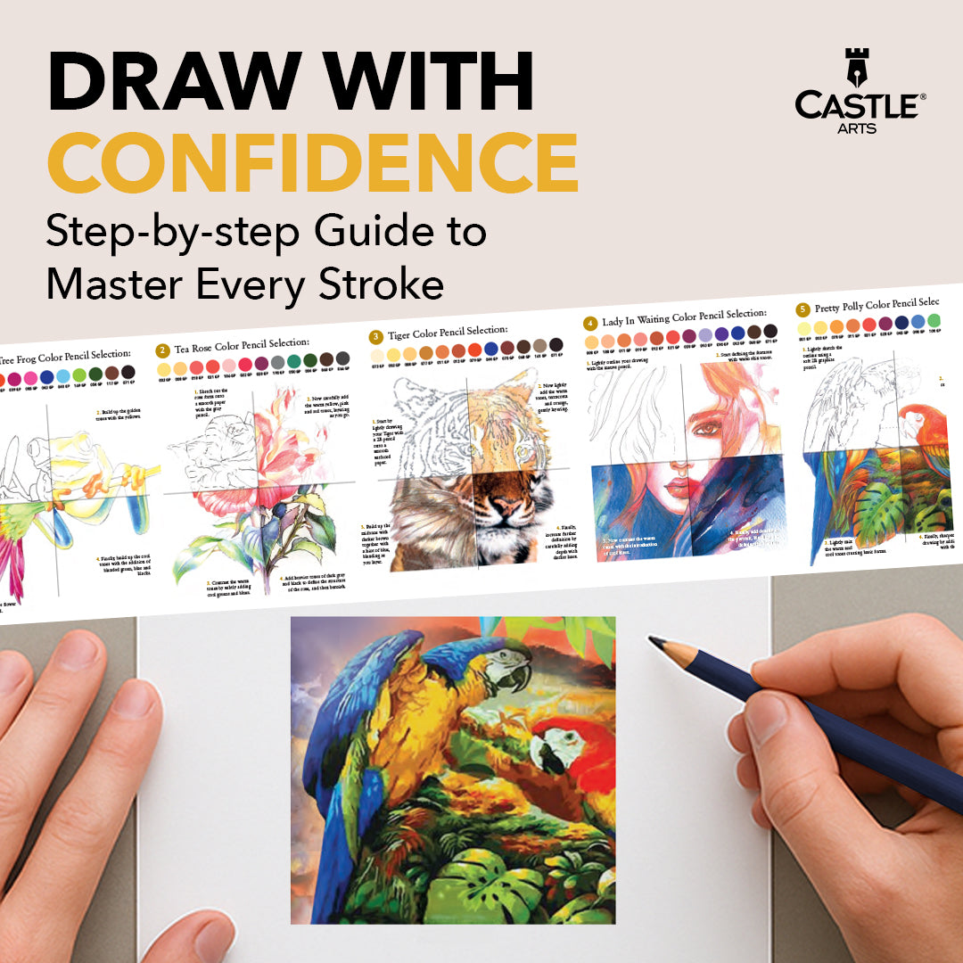 120-częściowy zestaw ołówków Castle Gold w ekspozycyjnej puszce