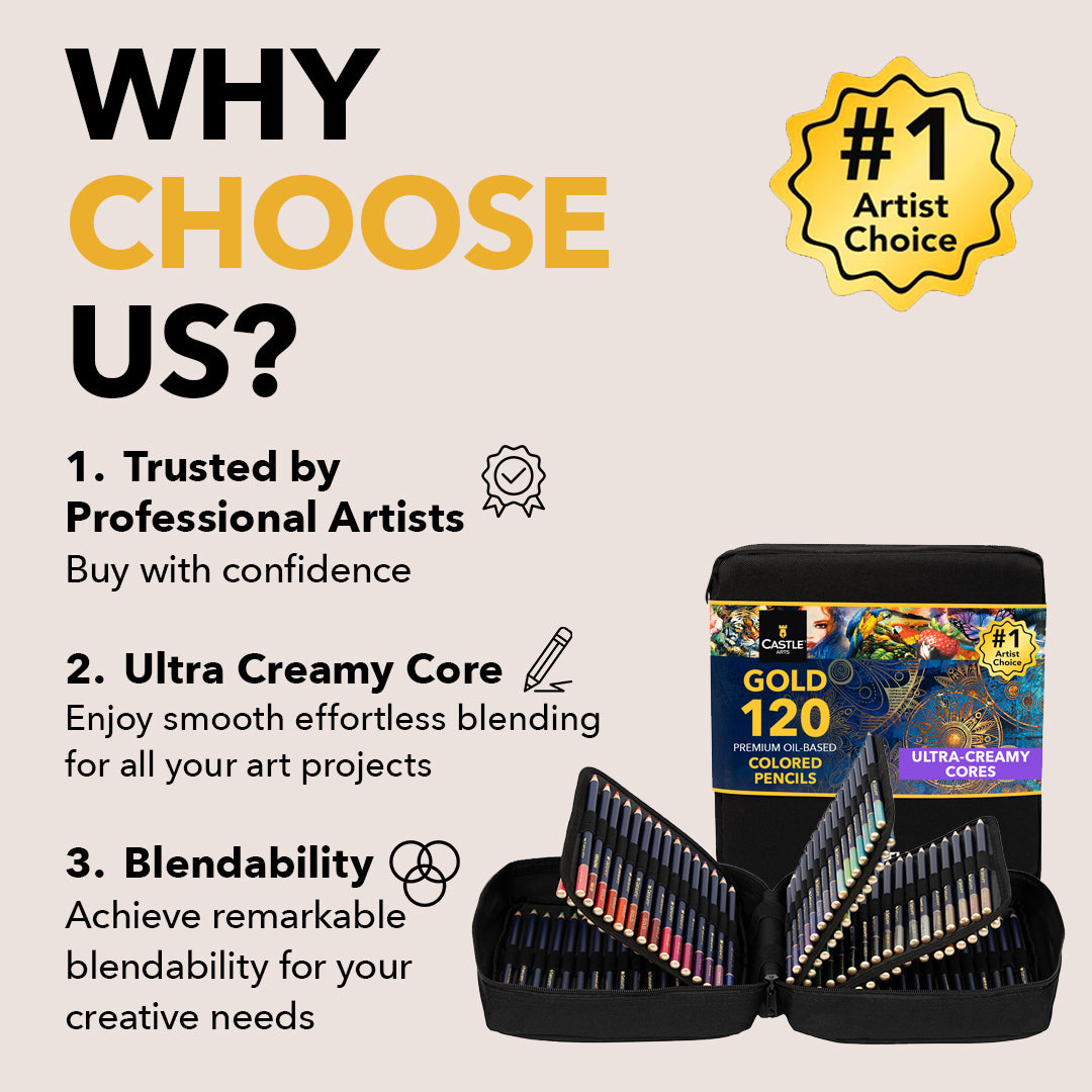 120 kusů hradu zlaté barvy tužky zasazeno do pouzdra na zip