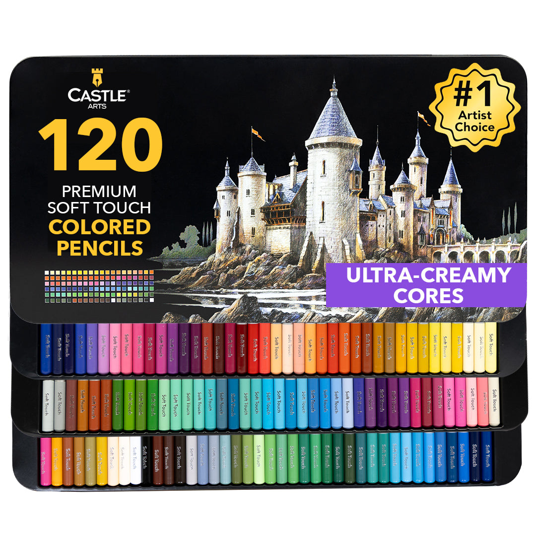CASTLE ARTS 120色色鉛筆セット Castle Arts 120 Piece Colored Pencil Set in Display Tin