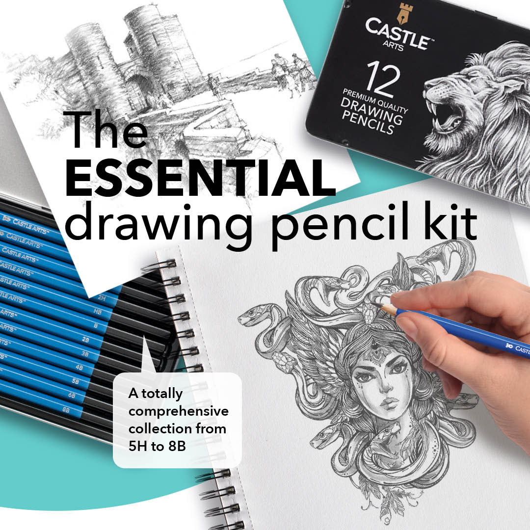 Dessin et esquisse de crayons en graphite de dessin 12 pièces dans l'affichage de l'étain