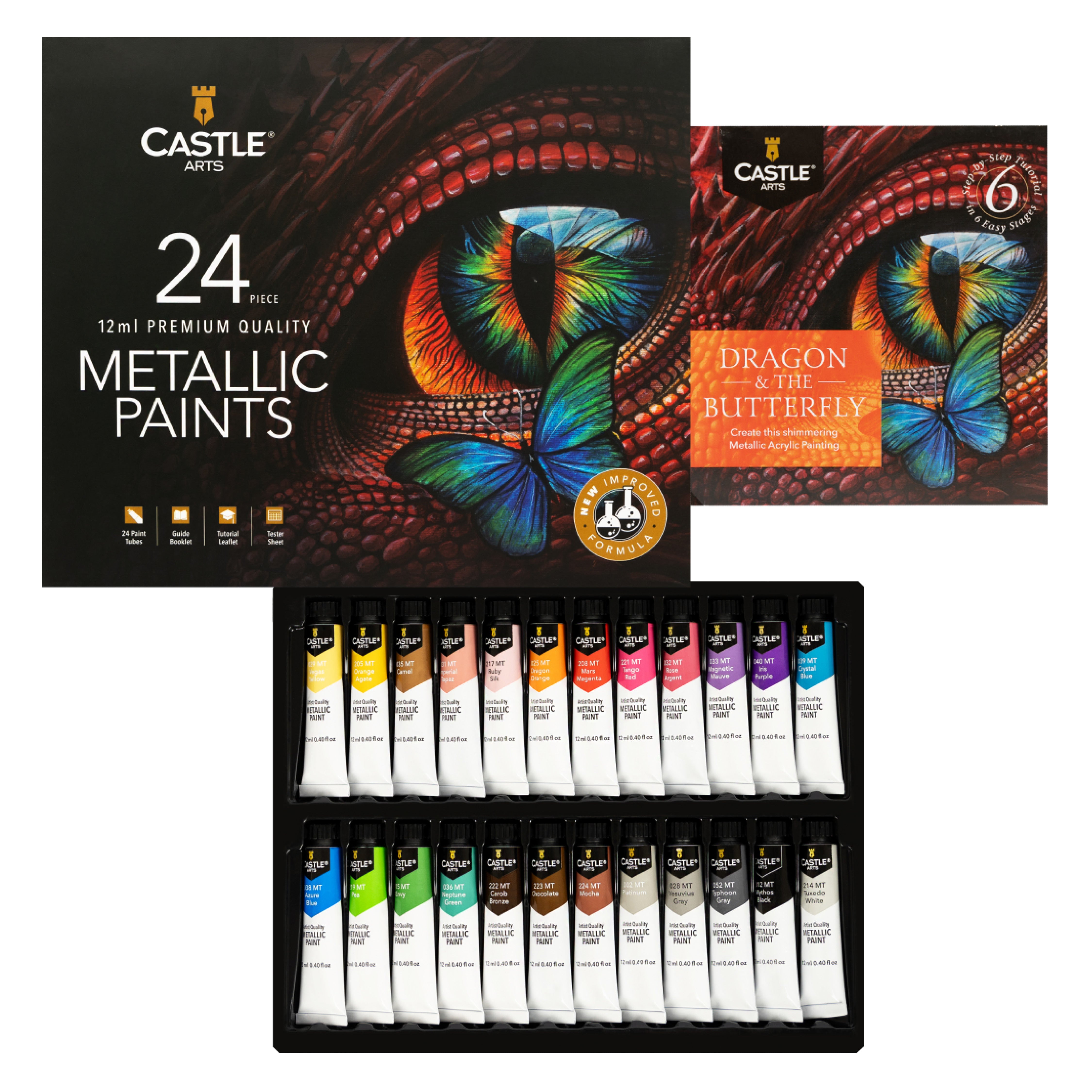 24 Piece Metallic Acrylic Paint Set