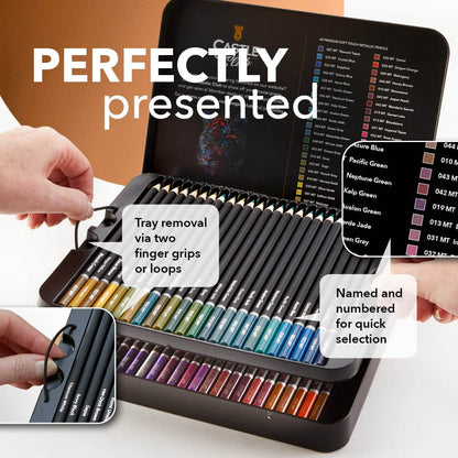 96 Piece Metallic & Pasteltint Colored Pencils Tin Bundle