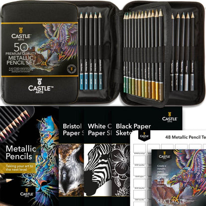 170 Piece Colored & Metallic Pencils in Zip Cases Artist Bundle