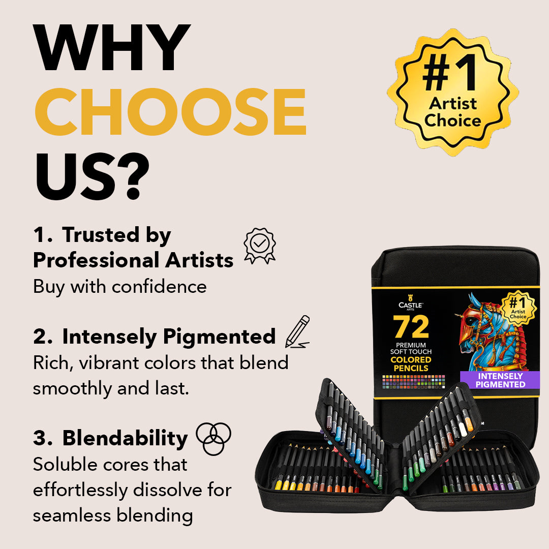 72 Piece Watercolor Pencil Set in Zip-Up Case