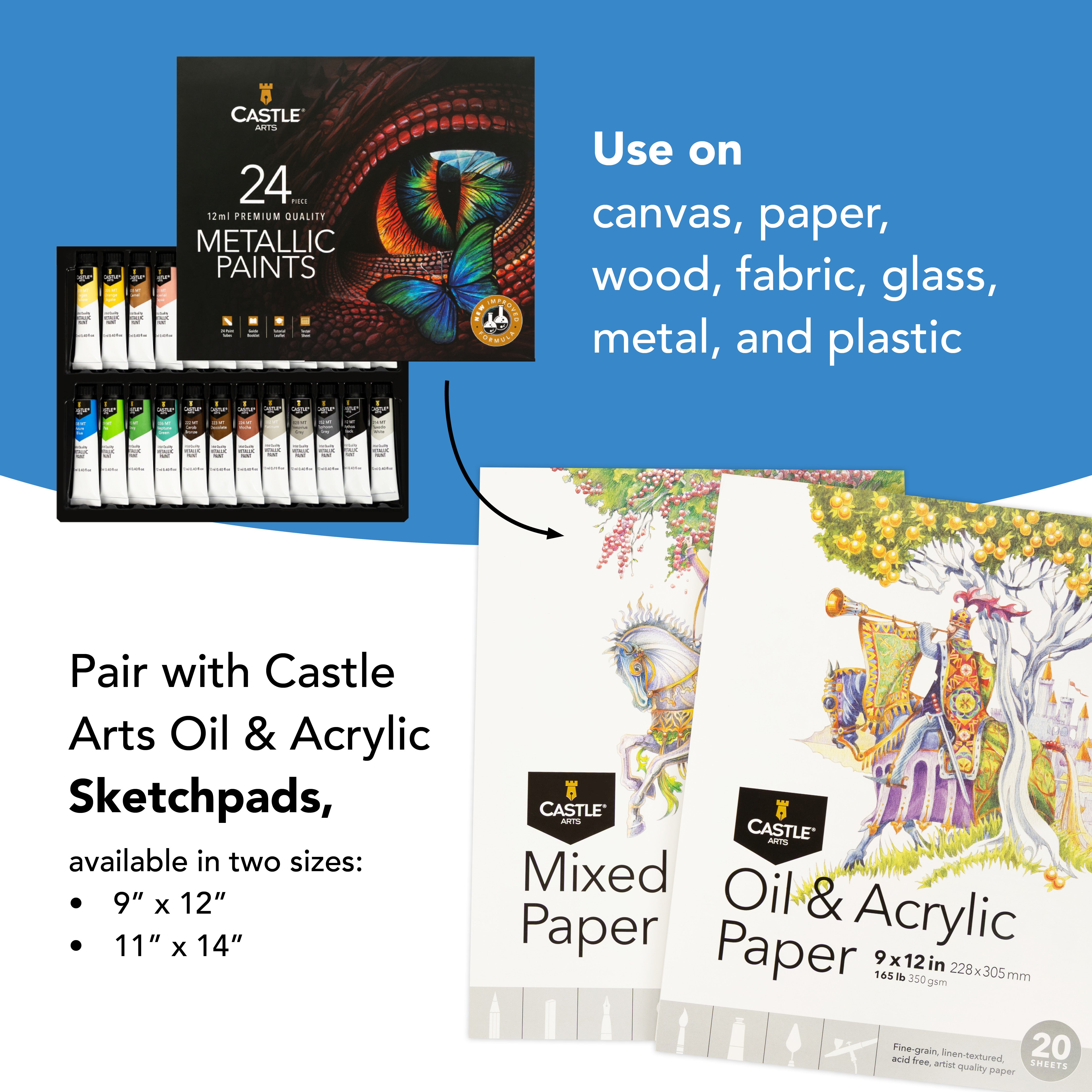 24 Piece Metallic Acrylic Paint Set