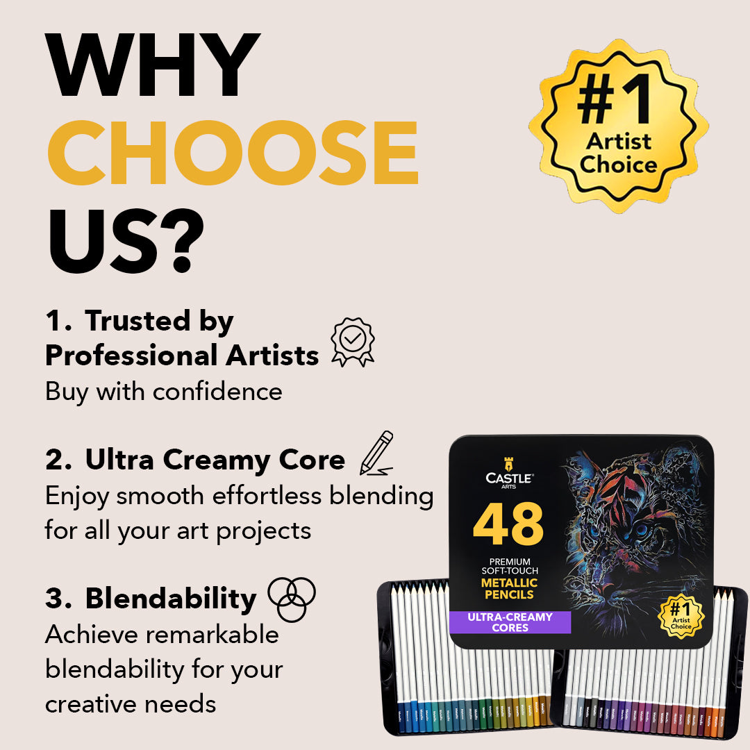 Juego de lápices de colores metálicos de 48 piezas en lata expositora