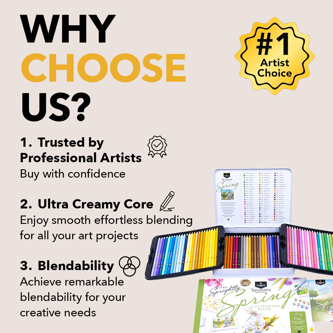 72 Piece Spring Colored Pencil Set in Display Tin