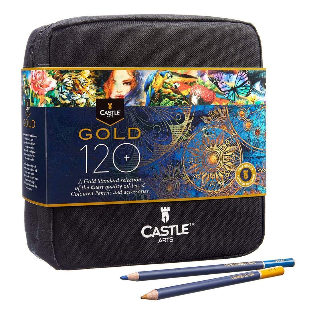 Castle Arts 120 Piece Castle Gold Colored Pencil Set in Zip Up