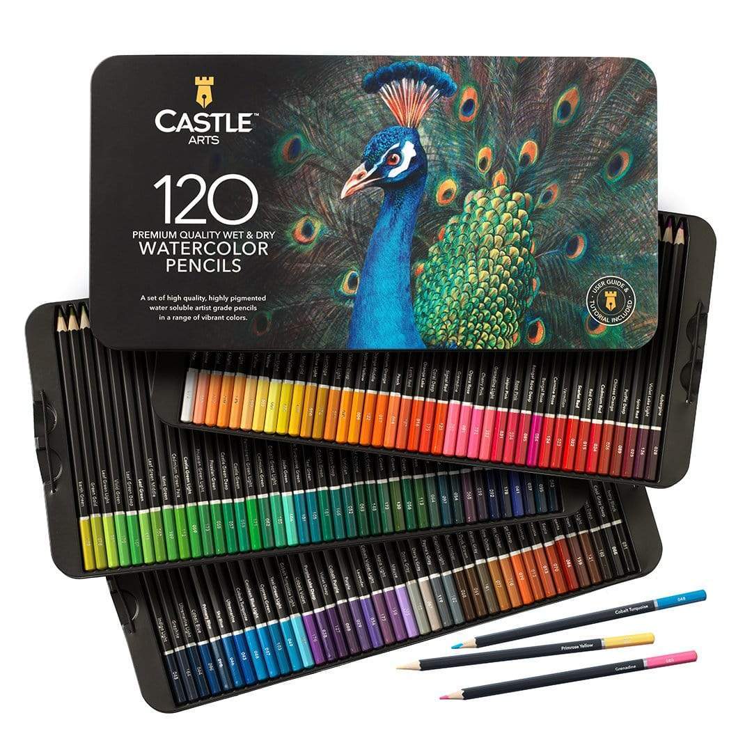 Castle Art Supplies Set de 120 crayons aquarellables Pigments intenses  *NEUF*