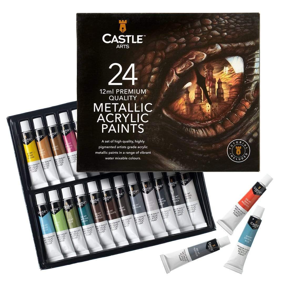 Castle Art Supplies 24 Piece Metallic Acrylic Tube Set