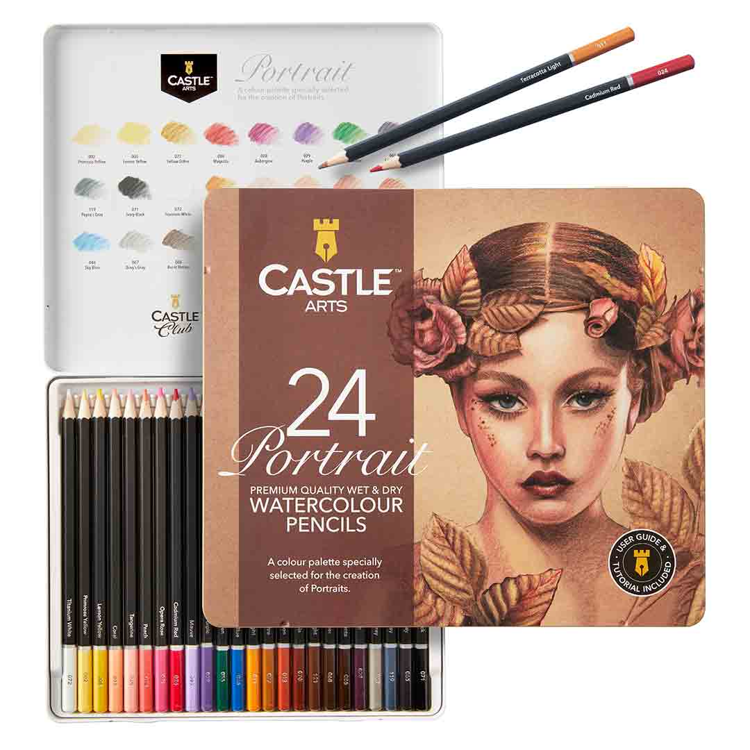 24 Piece Portrait Watercolor Pencil Set in Display Tin