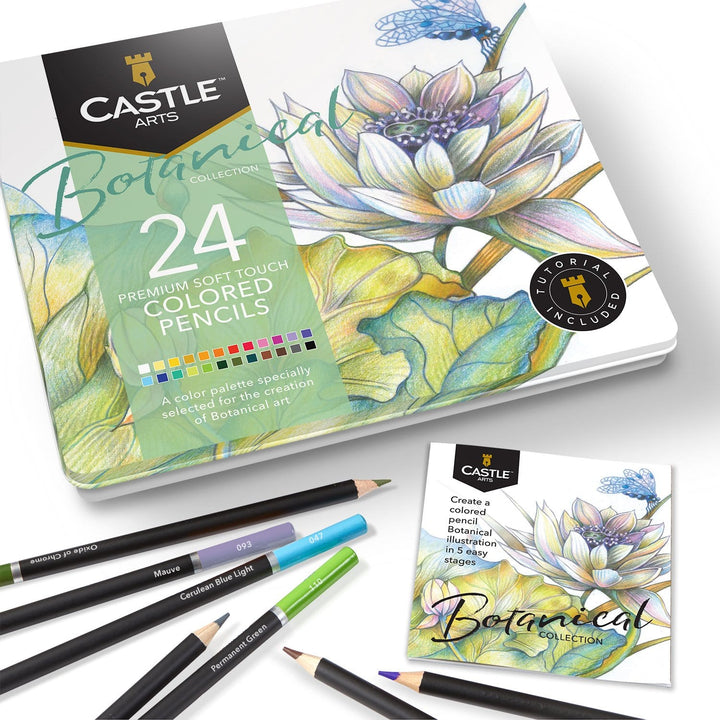 24 Piece Botanical Colored Pencil Set in Display Tin