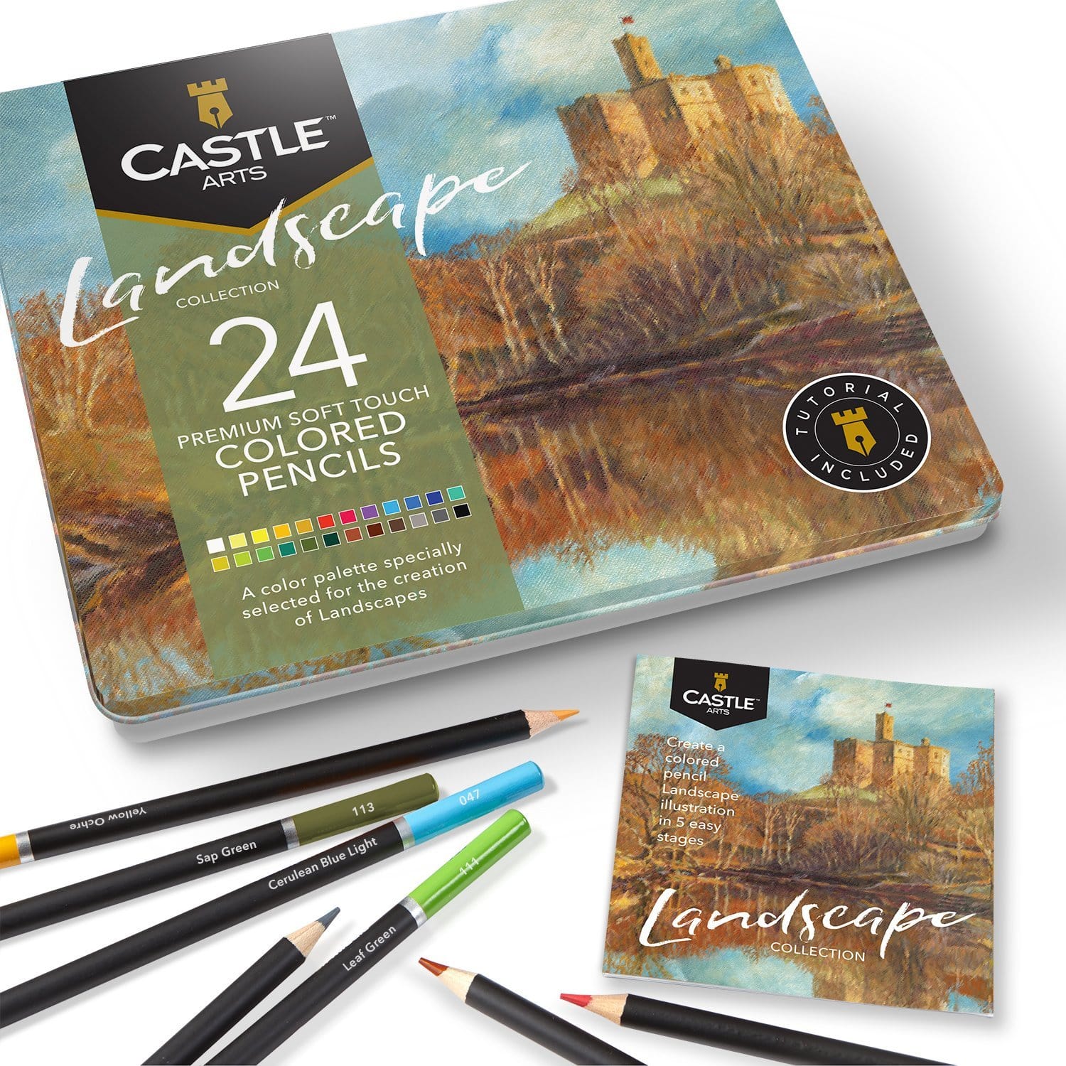 Castle Art Supplies 120 Coloured Pencils Zip-Up Set perfect for all  artists. Smooth, quality colour cores and high-quality colouring pencils  for blending & layering in convenient, strong travel case by Castle Art