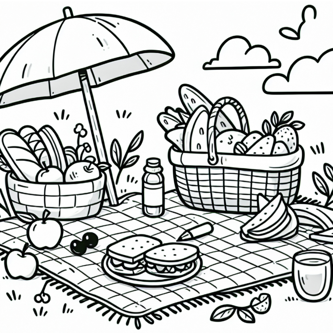 Summer Picnic Coloring Page – Castle Arts