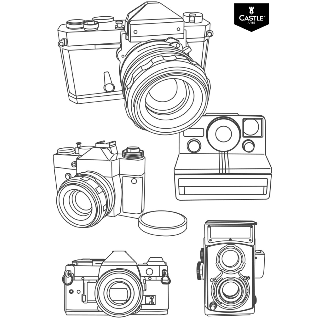 Vintage Cameras Coloring Page – Castle Arts