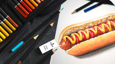 How To Draw & Color A Hot Dog Using Color Pencils