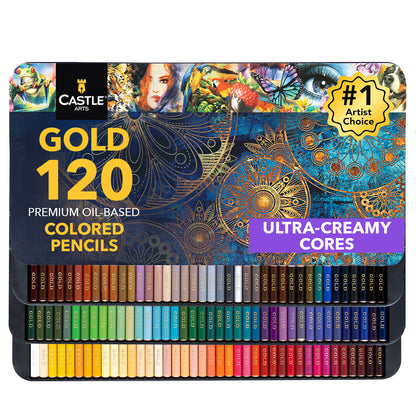 120-częściowy zestaw ołówków Castle Gold w ekspozycyjnej puszce