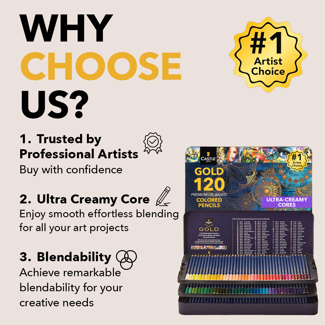 120 kusů hradu zlaté barevné tužky v displeji