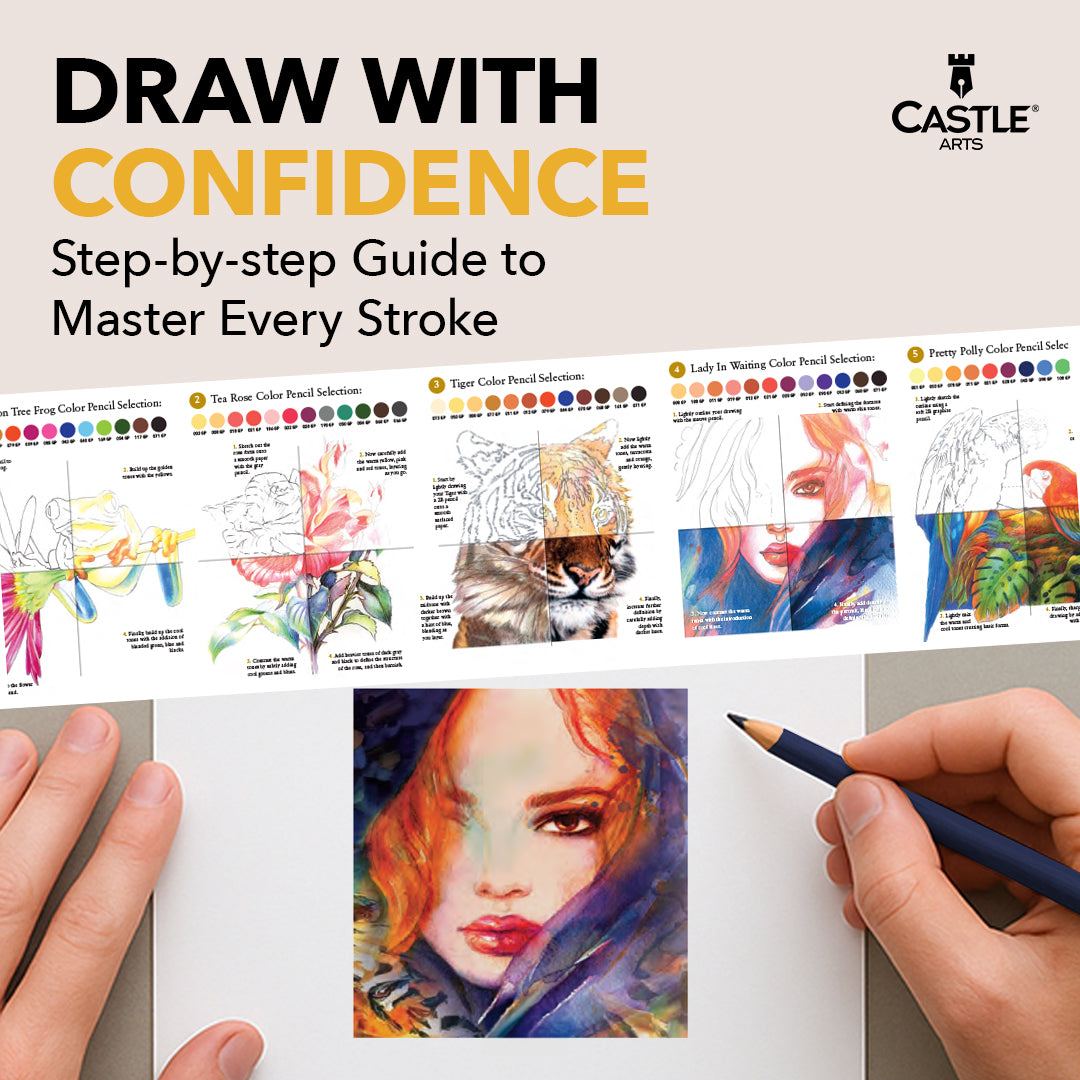 Castle Arts 120 Piece Castle Gold Colored Pencil Set in Zip Up Case