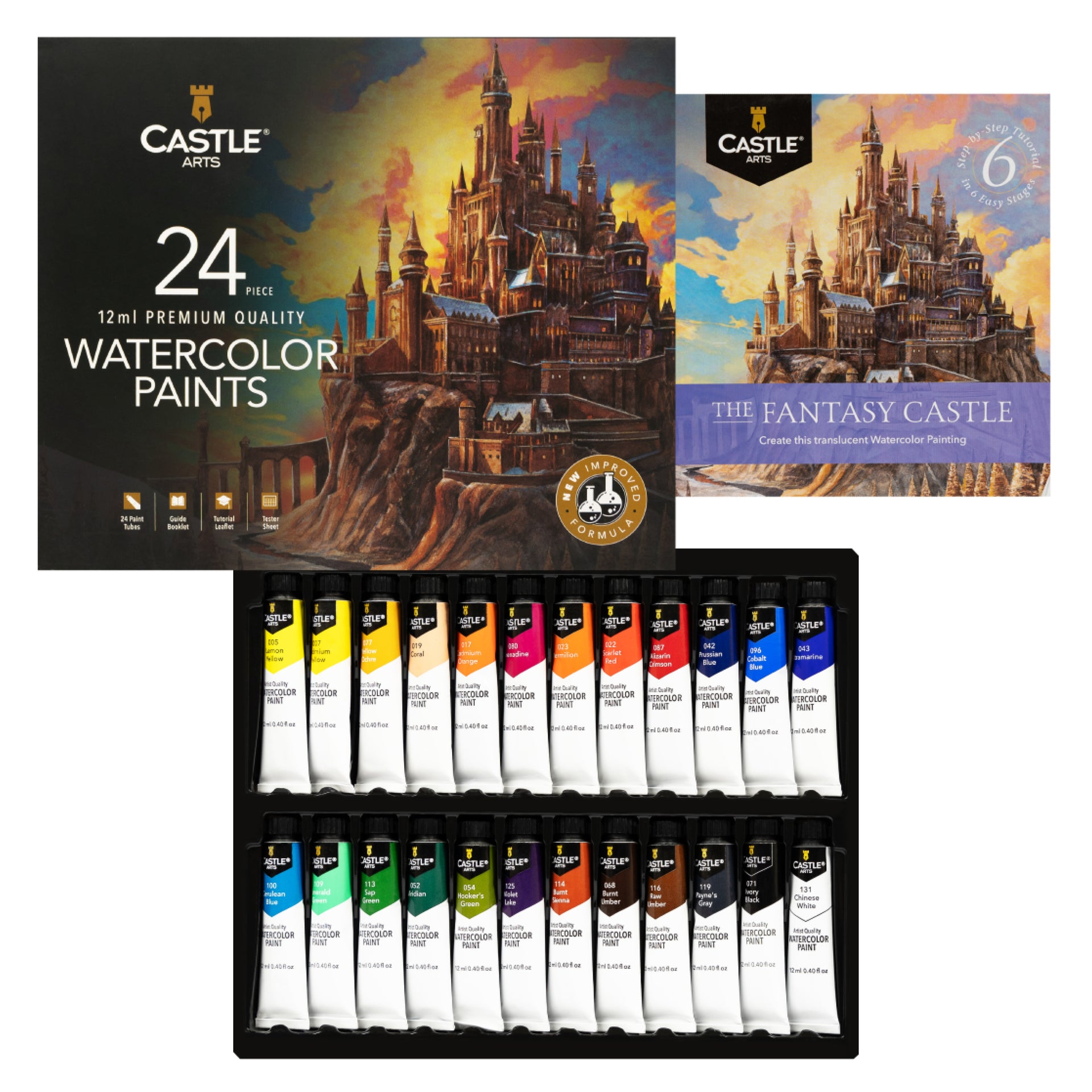 Castle Art Supplies 24 X 12ML Acrylic Paint Set | Value Beginner Set For Starters Or Adult Artists | Quality Intense Colors | Smooth To Use On Range Of Surfaces