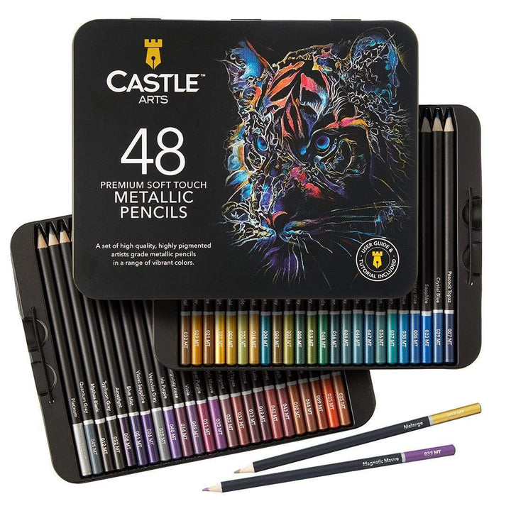 168 Piece Colored & Metallic Pencils Tin Bundle