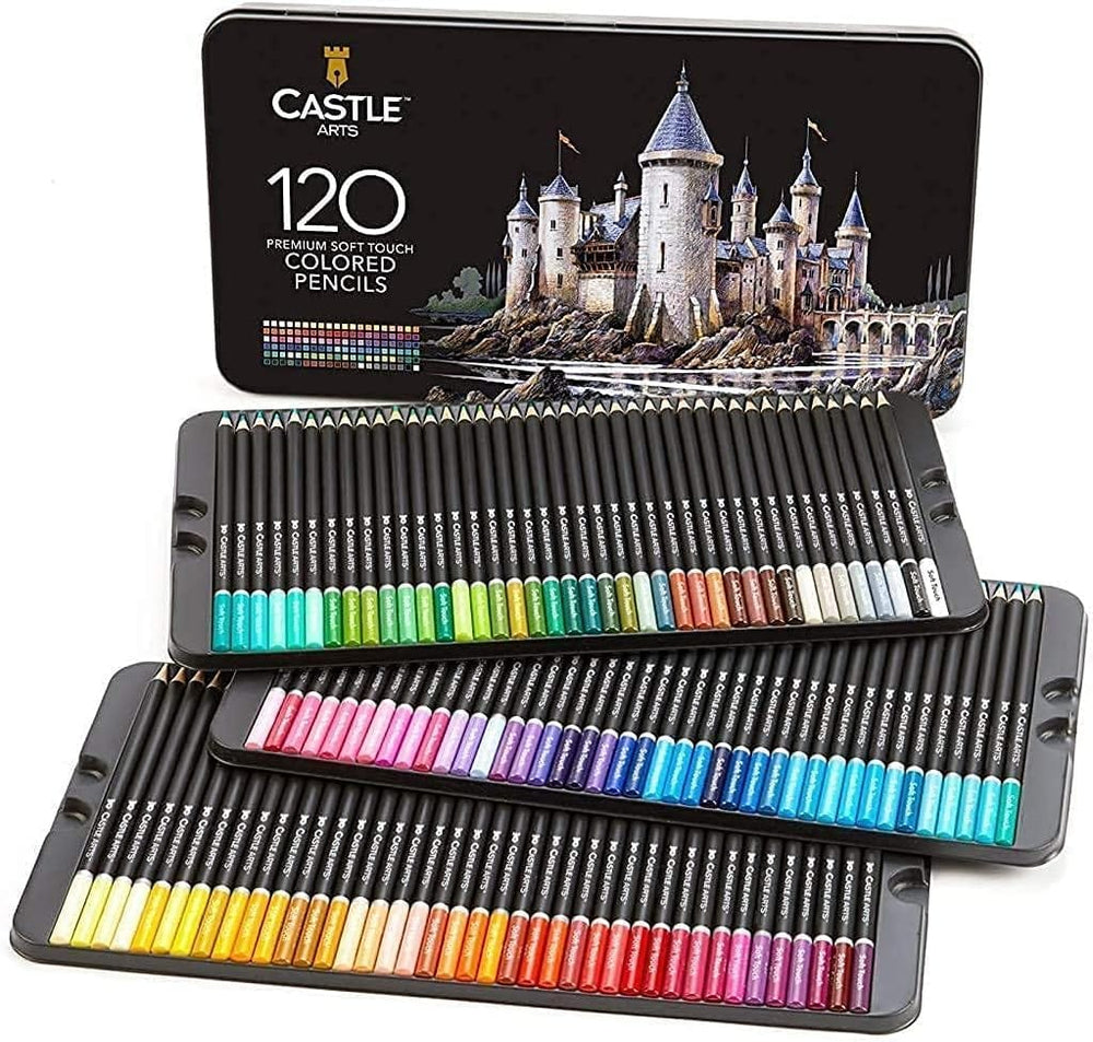 Castle Art Supplies 120 Colored Pencils Zipper-Case Set | Quality Soft Core  Colored Leads for Adult Artists, Professionals and Colorists | In Neat