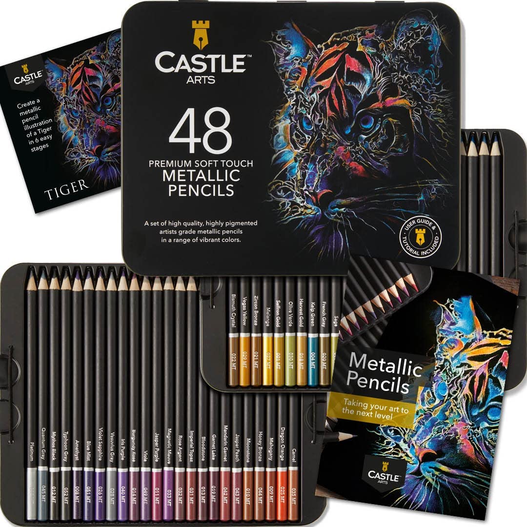 Castle Arts  96 Piece Metallic & Pasteltint Colored Pencils Tin Bundle – Castle  Arts USA
