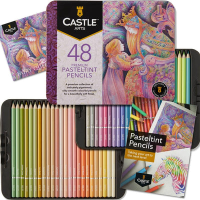 96 Piece Metallic & Pasteltint Colored Pencils Tin Bundle