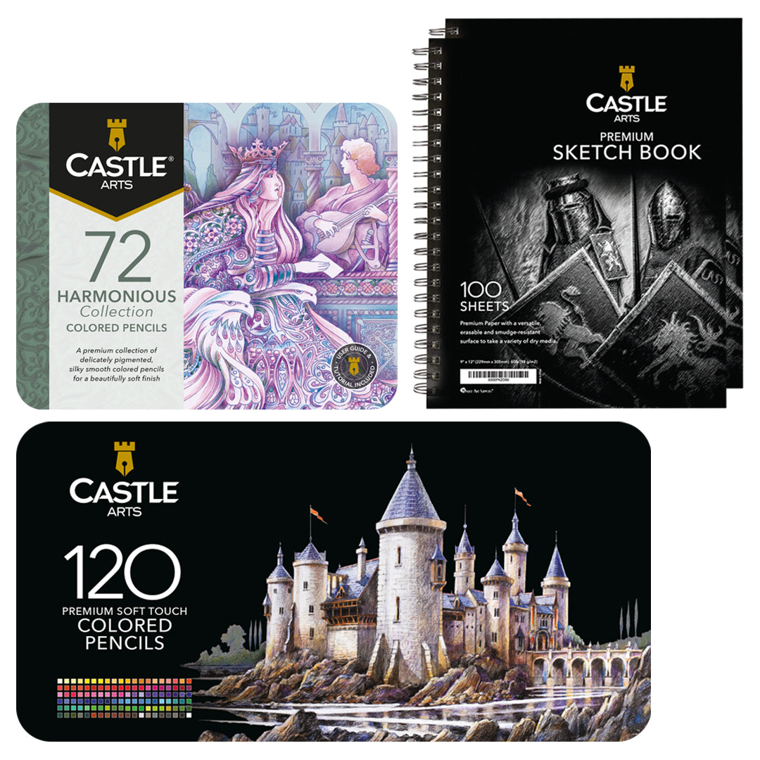 Premium Watercolor purchases Pencils & Drawing Book Bundle