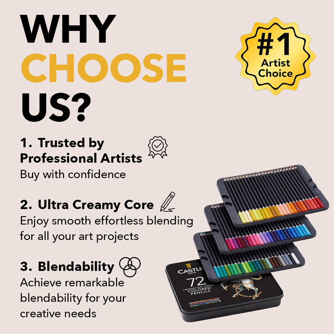Castle Arts 72 Piece Colored Pencil Set in Display Tin