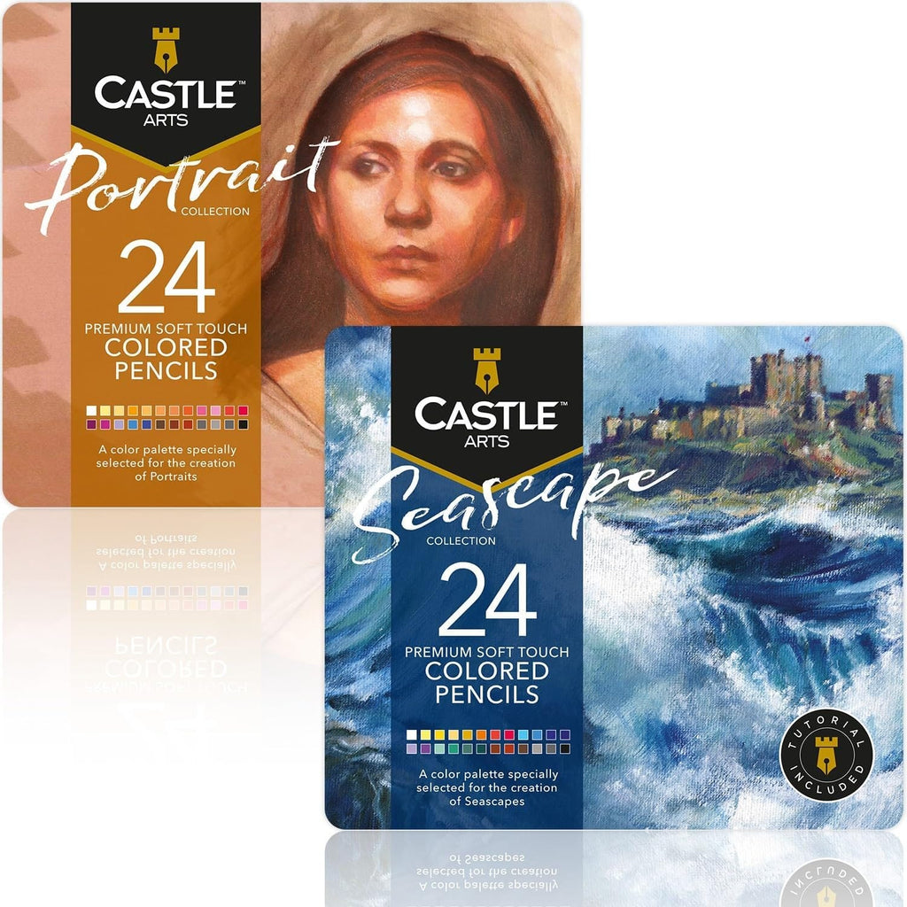 Castle Arts 24 Piece Seascape Colored Pencil Set in Display Tin