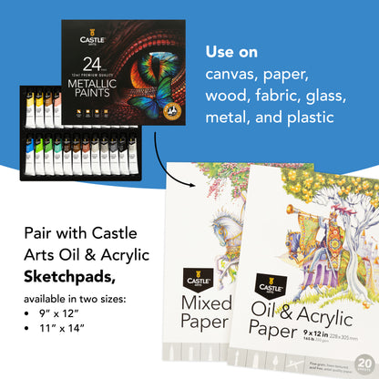 24 Piece Metallic Acrylic Paint Set