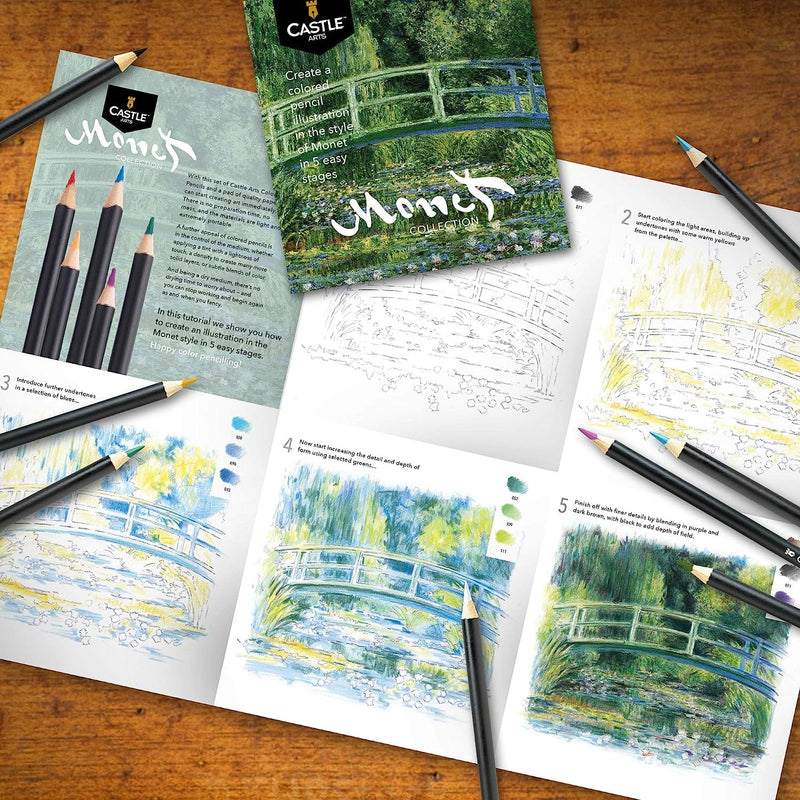 48 Piece Seascape & Monet Colored Pencils Palette Bundle