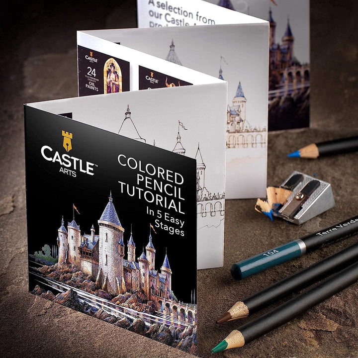 120 Piece Colored Pencil Tin Set & 2 Sketchbooks Artist Bundle