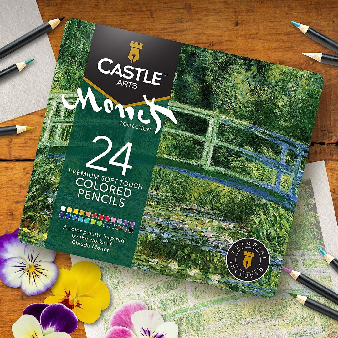 Castle Art Supplies 48 Piece Pasteltint Tin Colored Pencils Set 