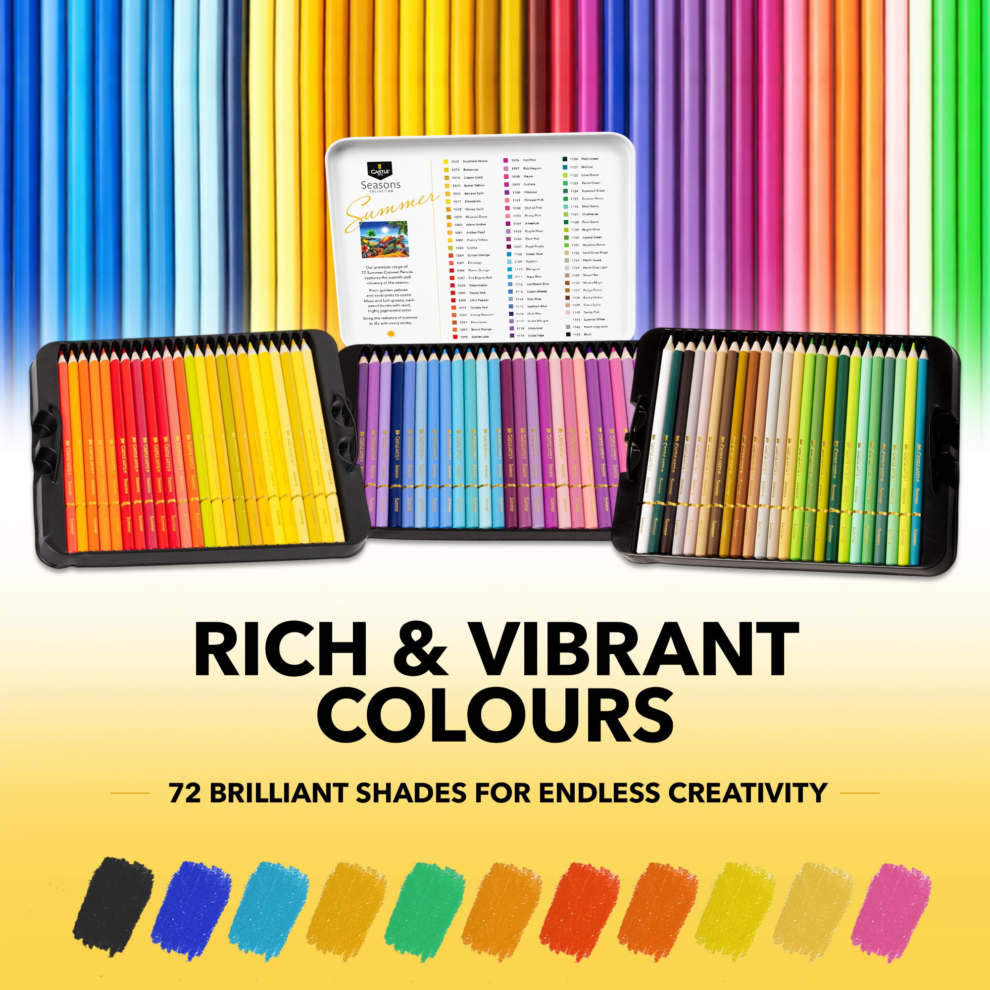 72 Piece Summer Colored Pencil Set in Display Tin