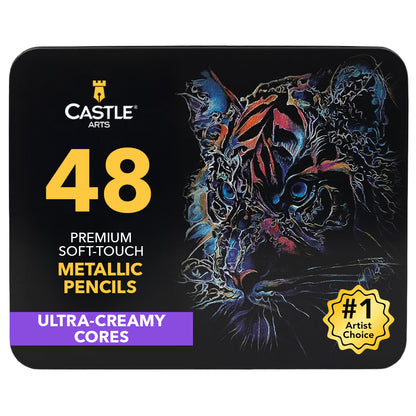 48 Piece Metallic Colored Pencil Set in Display Tin