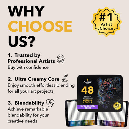 48 Piece Metallic Colored Pencil Set in Display Tin