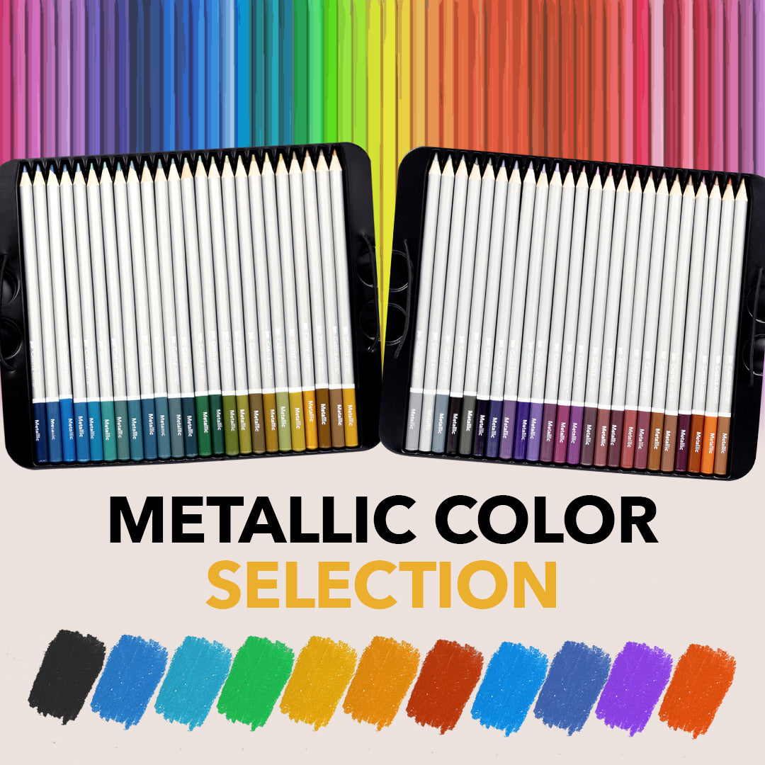 Juego de lápices de colores metálicos de 48 piezas en lata expositora