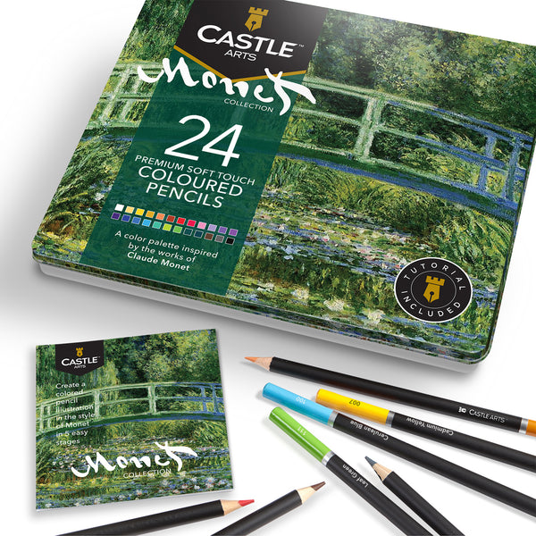 Castle Arts 24 Piece Monet Colored Pencil Set in Display Tin