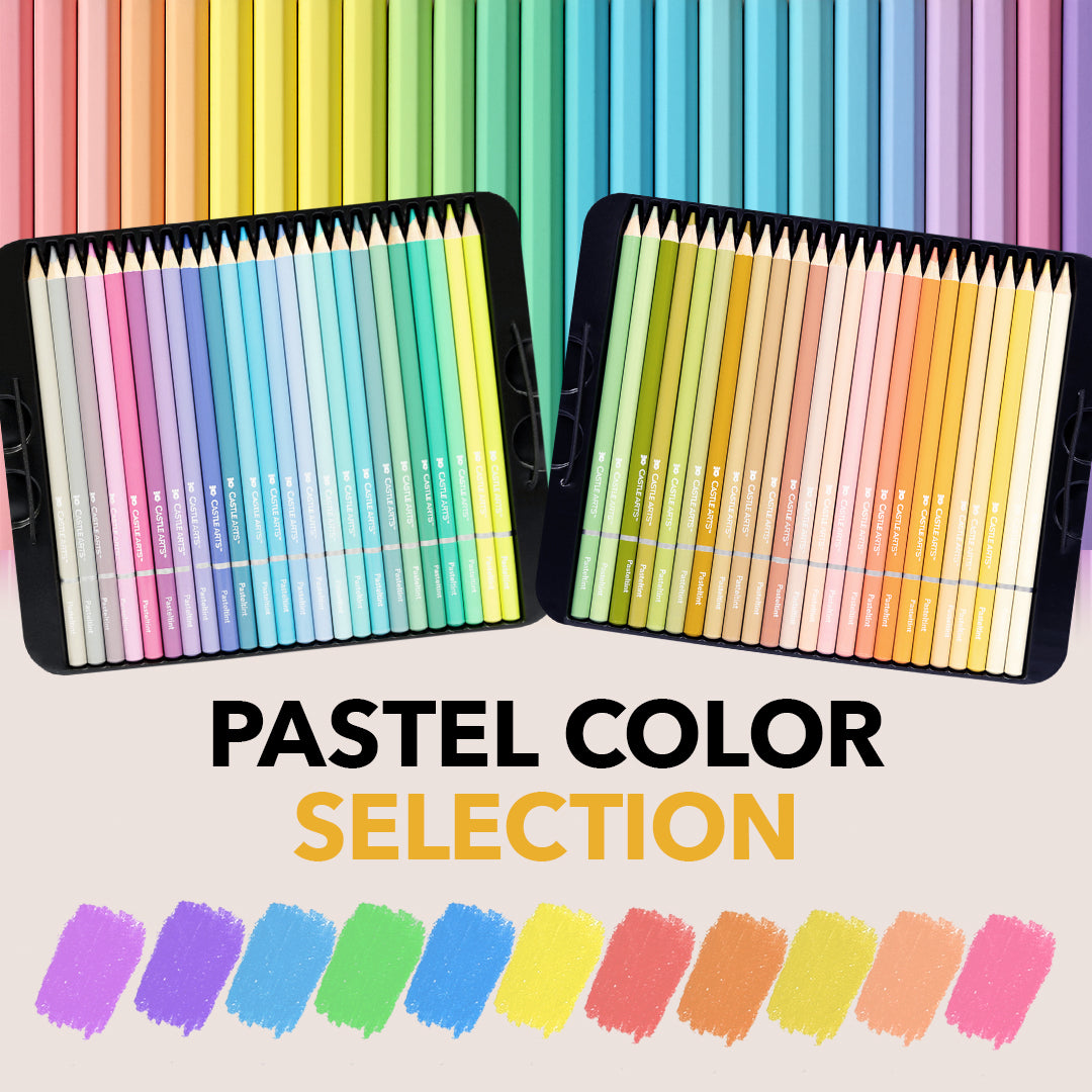 Castle Arts 48 Piece Pasteltint Colored Pencil Set in Display Tin