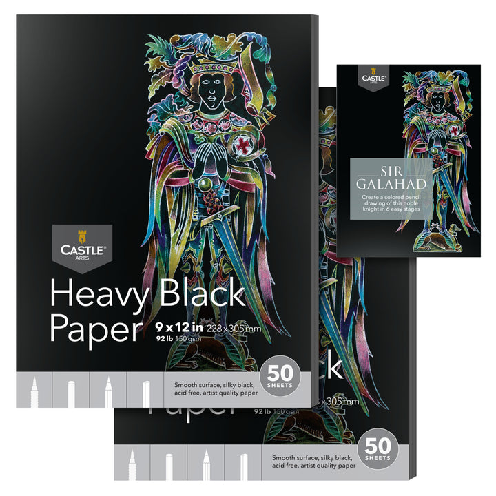 100 Sheets Heavy Black Paper Sketchpads 9" x 12"
