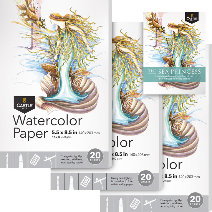 60 Sheets Watercolor Sketchpads 5.5" x 8.5"