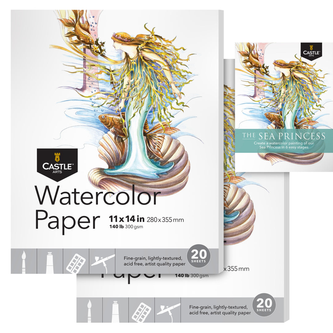 40 Sheets Watercolor Sketchpads 11" x 14"