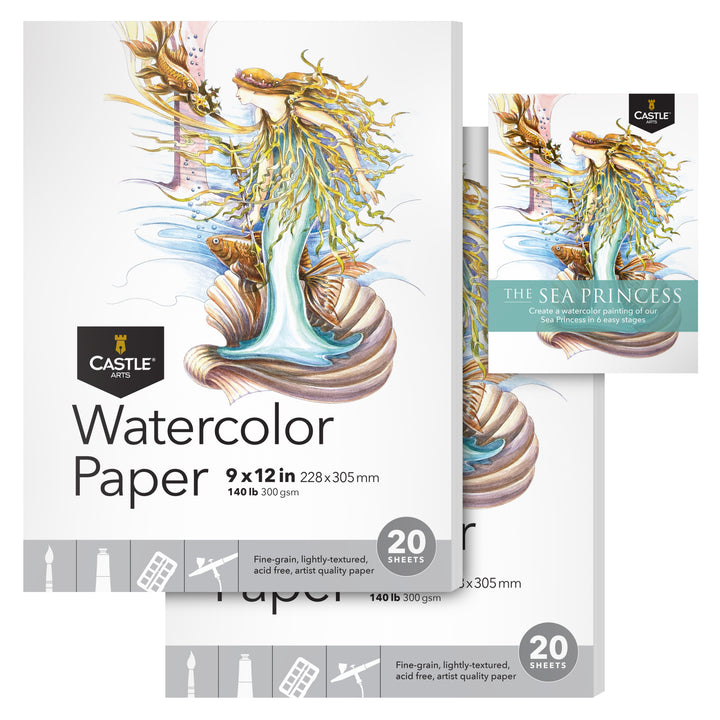 40 Sheets Watercolor Sketchpads 9" x 12"