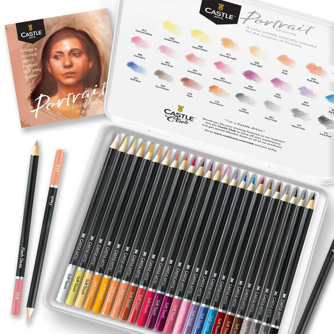 48 Piece Portrait & Botanical Colored Pencils Palette Bundle