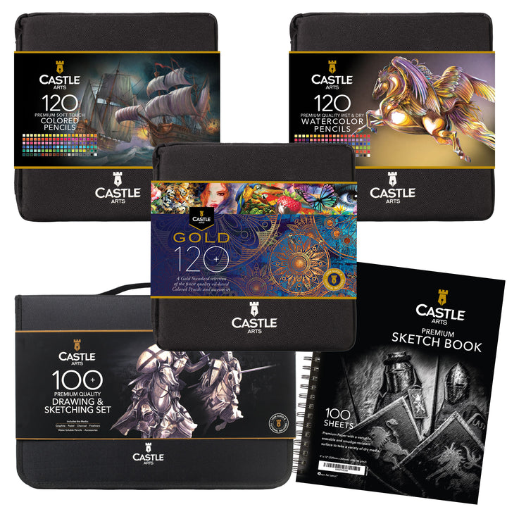 462 Piece Expert Drawing and Coloring Zip Case Bundle