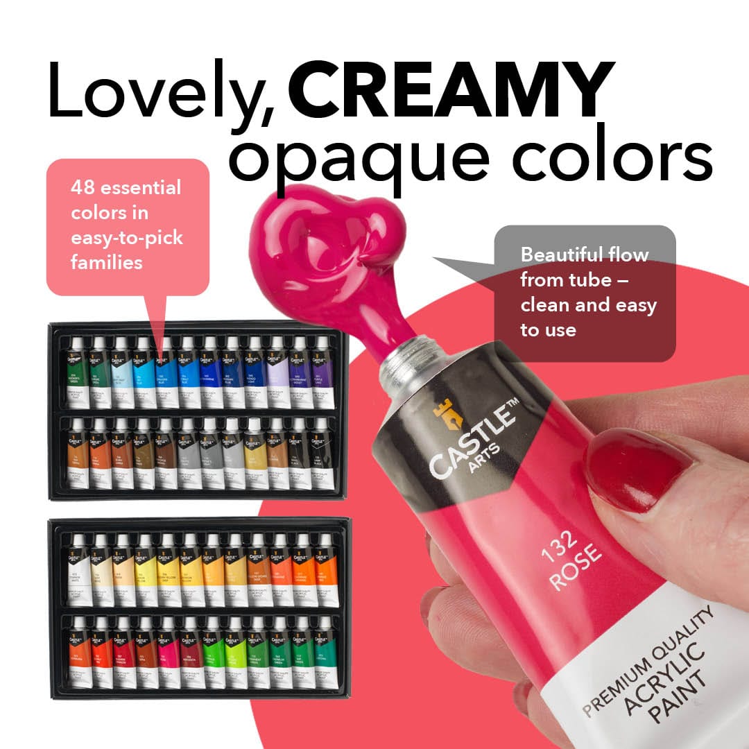 Castle Art Supplies Acrylic Paint Set - 48 Vibrant Colors with Larger