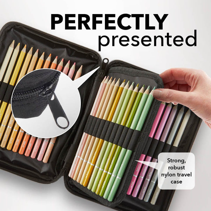 50 Piece Pasteltint Colored Pencil Set in Zip Up Case